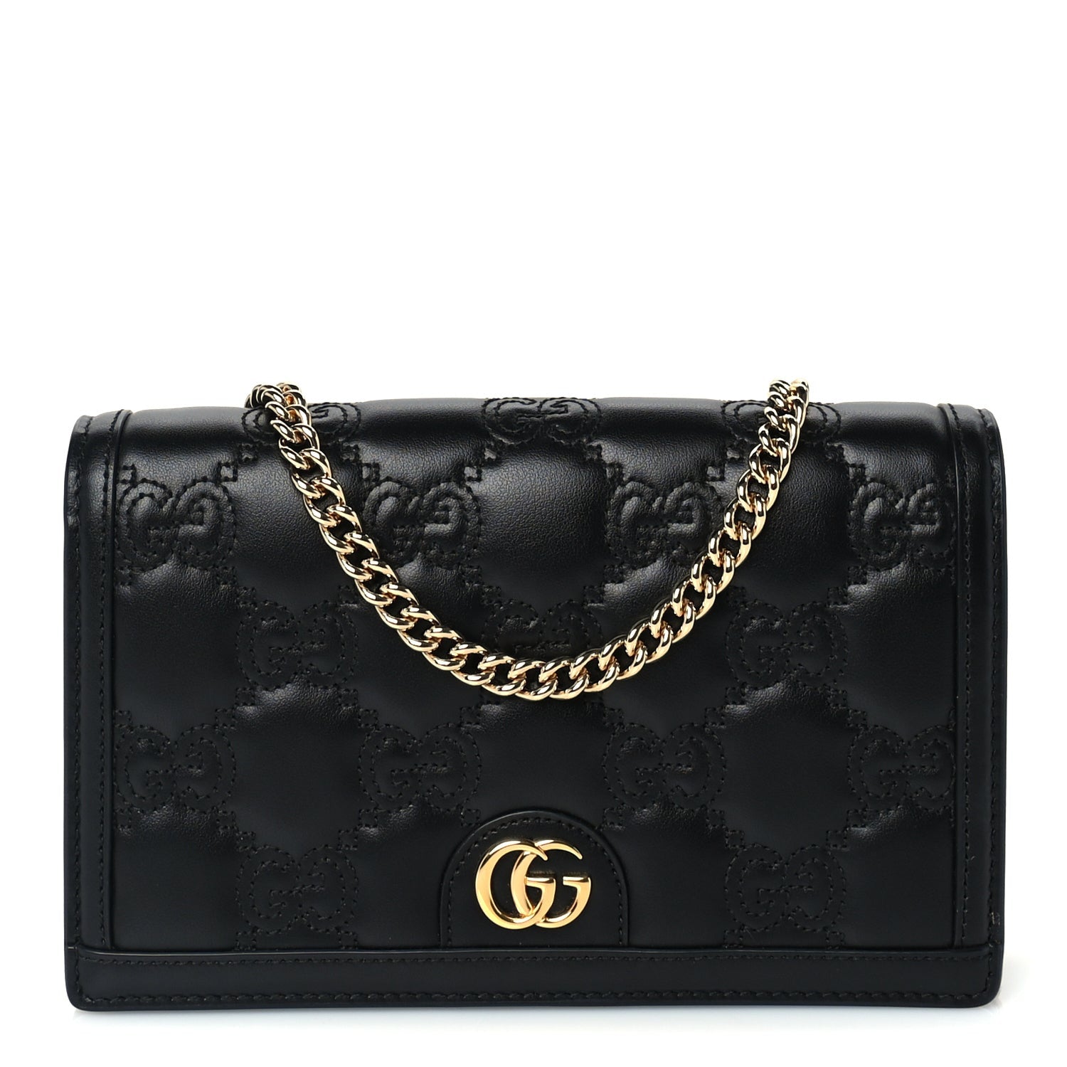 Gucci Calfskin GG Matelasse Chain Wallet  Black 1 of 8