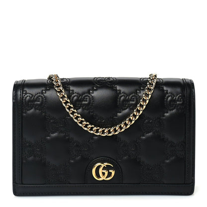 Gucci Calfskin GG Matelasse Chain Wallet  Black 1 of 8
