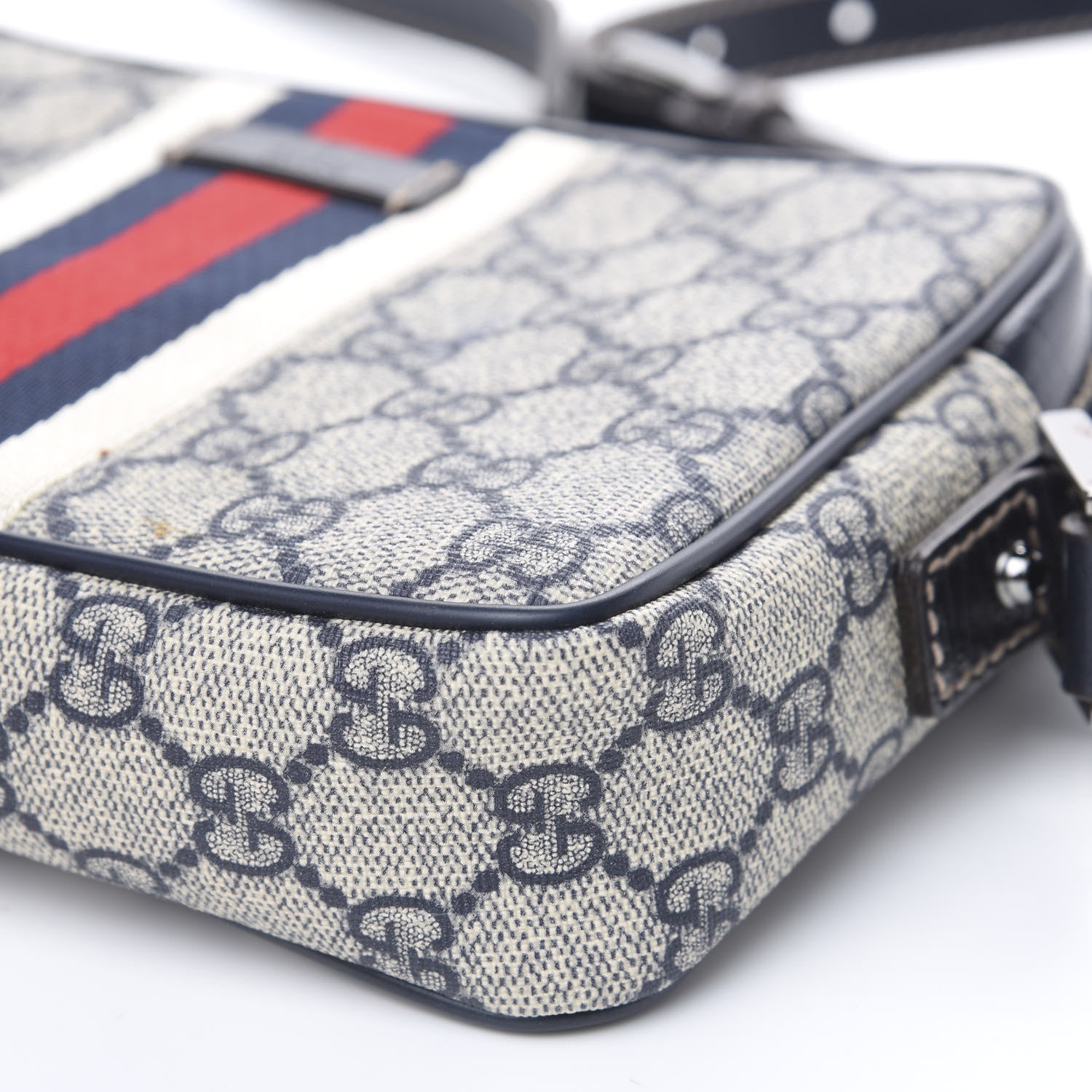 Gucci GG Supreme Monogram Web Small Shoulder Bag Navy 8 of 12