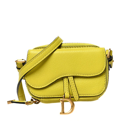 Christian Dior Goatskin Mini Saddle Shoulder Strap Pouch Lime 1 of 10