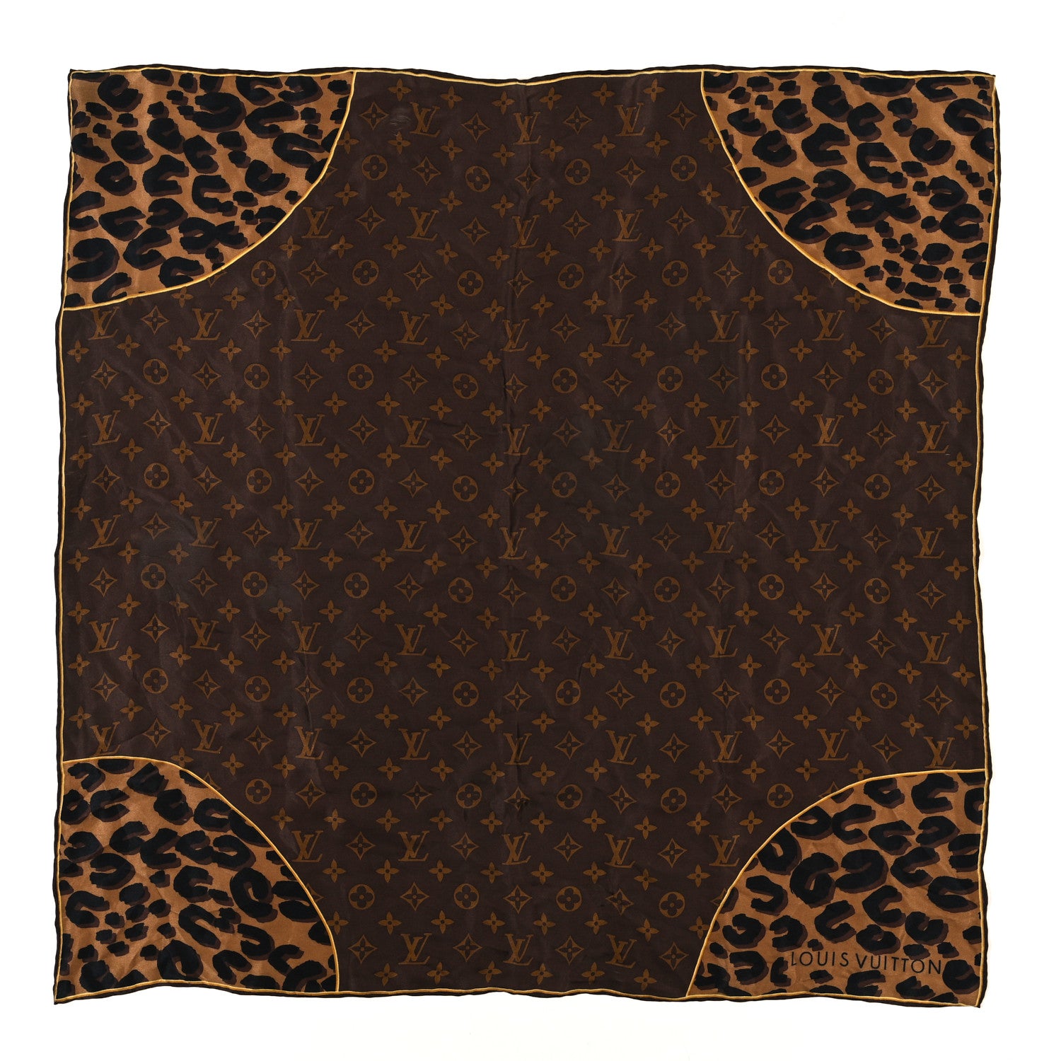 Louis Vuitton Silk Leopard Monogram Square Scarf 1 of 4