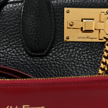 Salvatore Ferragamo Hammered Calfskin Small Studio Rock Bag Black 8 of 15