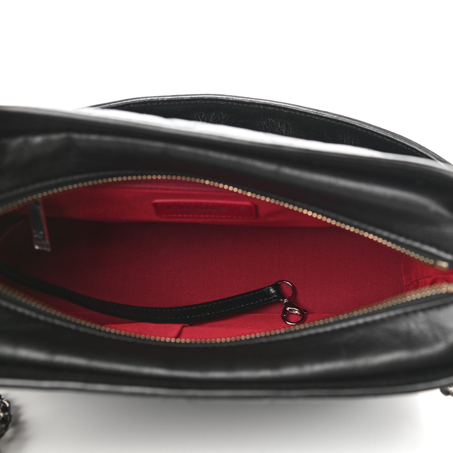 Aged Smooth Calfskin Quilted Medium Gabrielle Logo Hobo Black