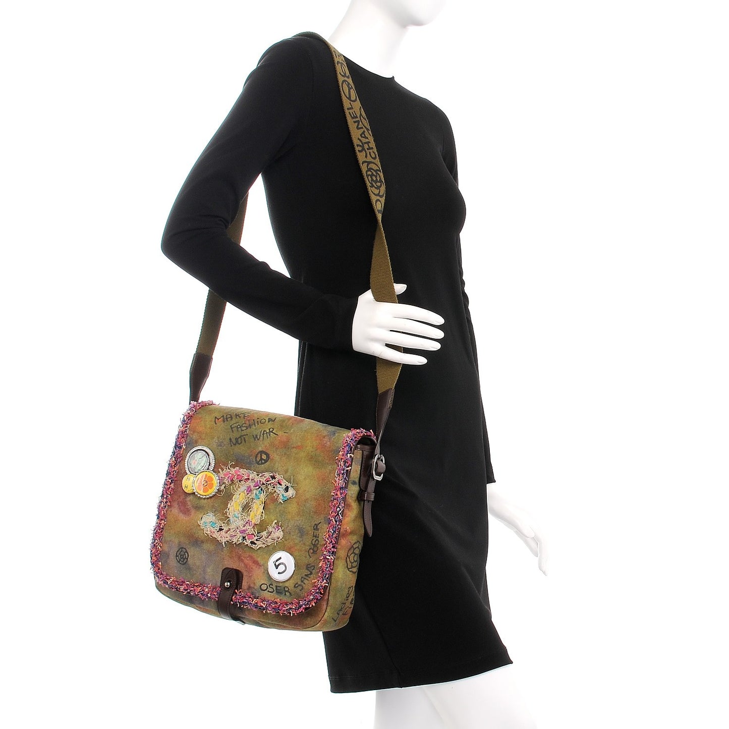 Washed Toile Graffiti On The Pavements Messenger Khaki Multicolor