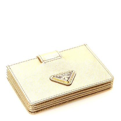 Prada Saffiano Oro Gusseted Card Holder Platino 5 of 6