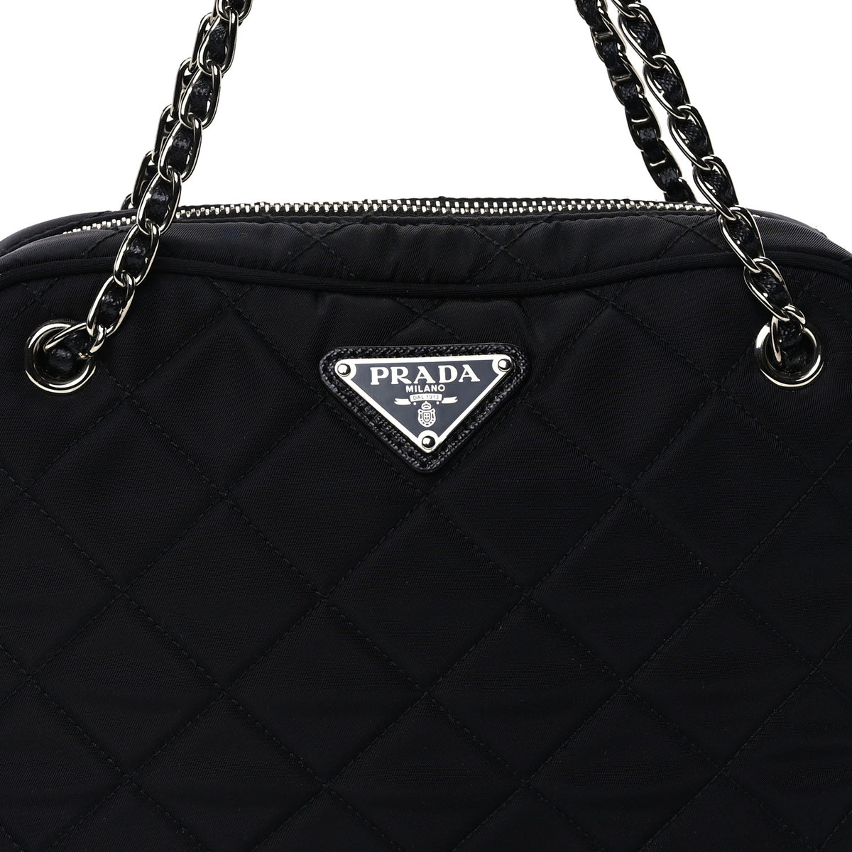 Nylon Tessuto Impuntu Quilted Bandoliera Crossbody Bag Black