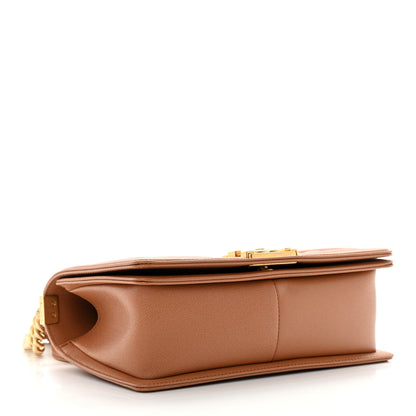 Chanel Caviar Chevron Quilted Medium Boy Flap Dark Beige 4 of 11