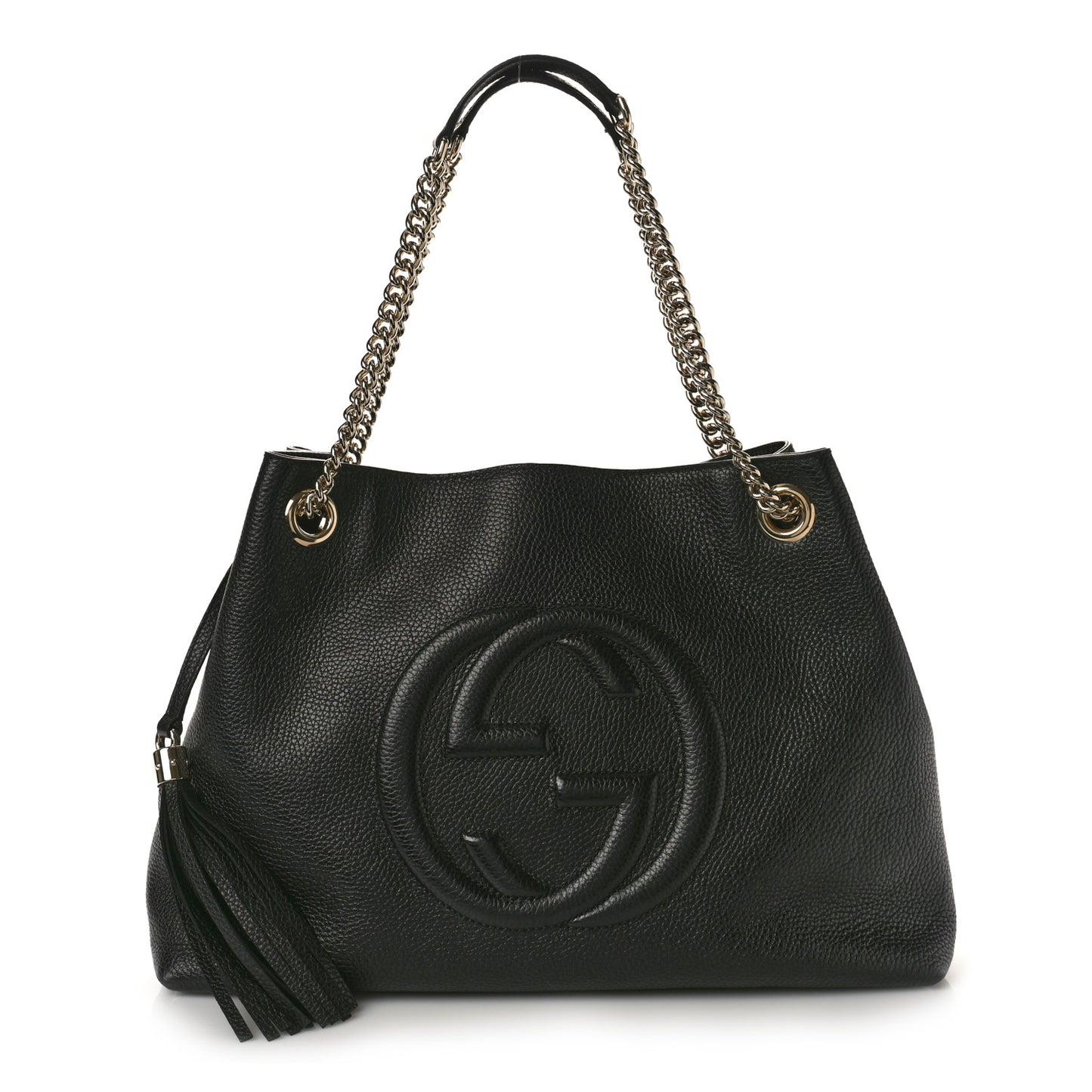 Pebbled Calfskin Medium Soho Chain Shoulder Bag Black