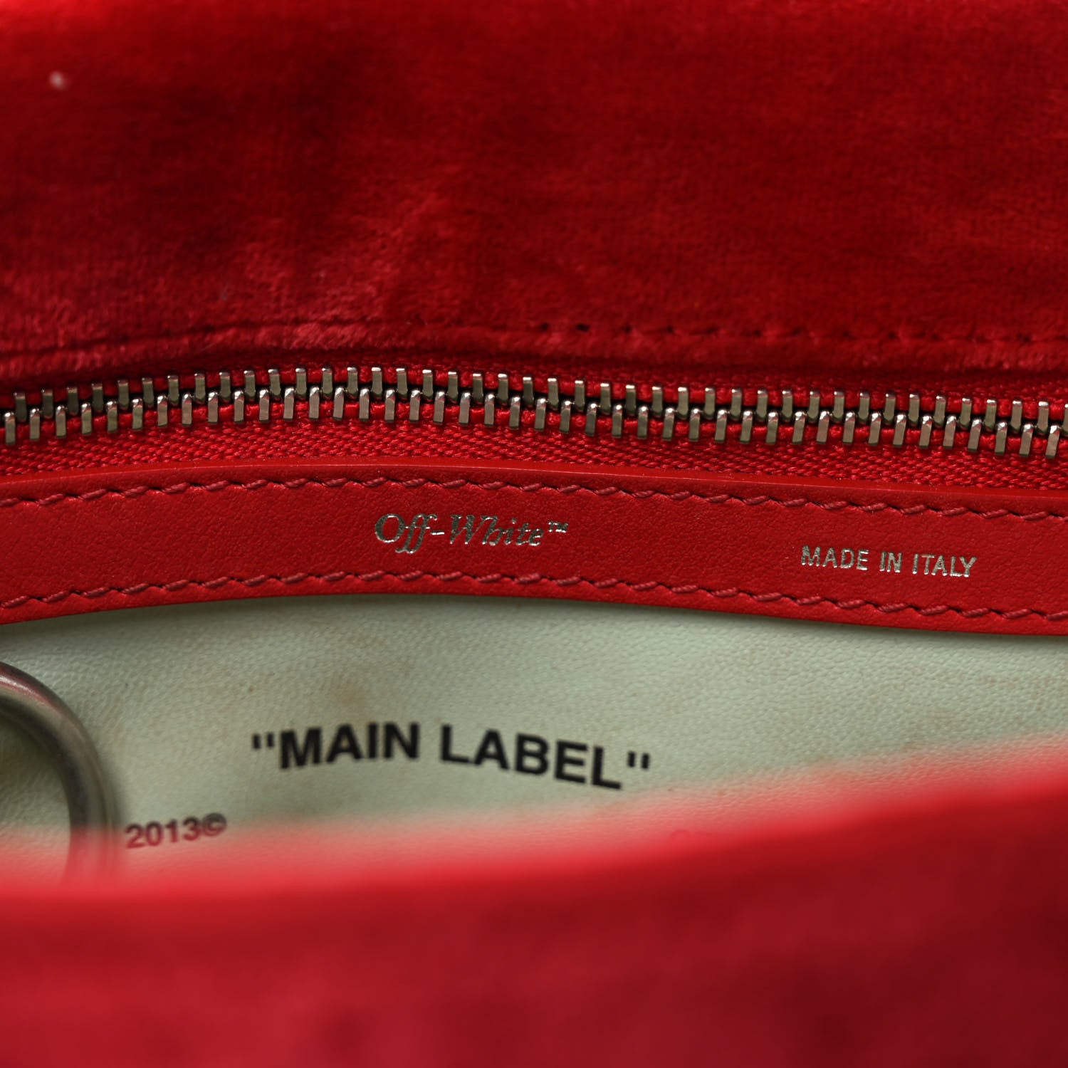 Off-White Velvet Diag Binder Flap Bag Red 6 of 10