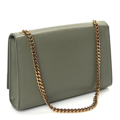 Saint Laurent Grain De Poudre Small Monogram Kate Satchel  Light Sage 2 of 8