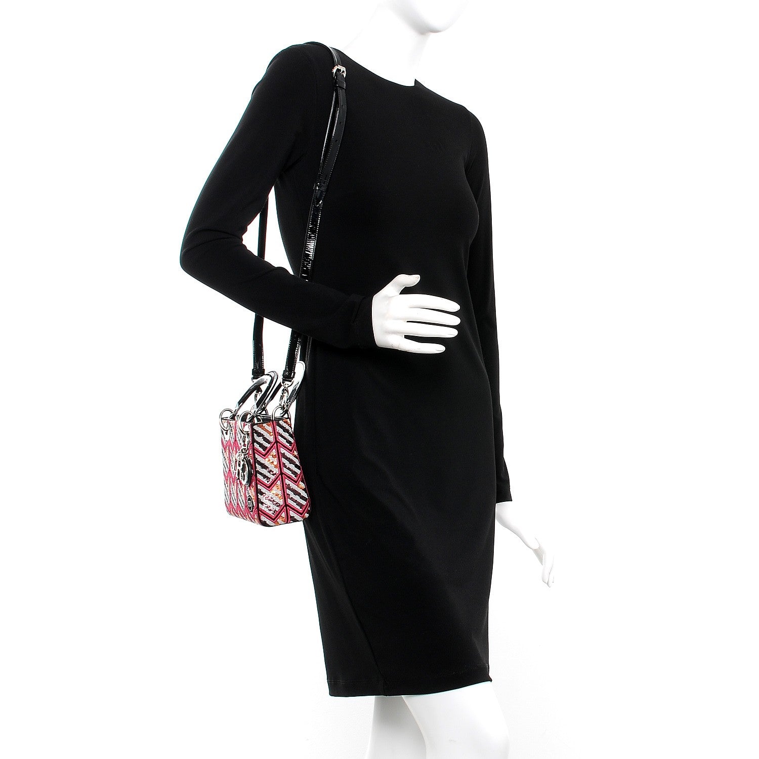 Christian Dior Sequin Embroidered Patent Medium Lady Dior Black Multicolor 2 of 8