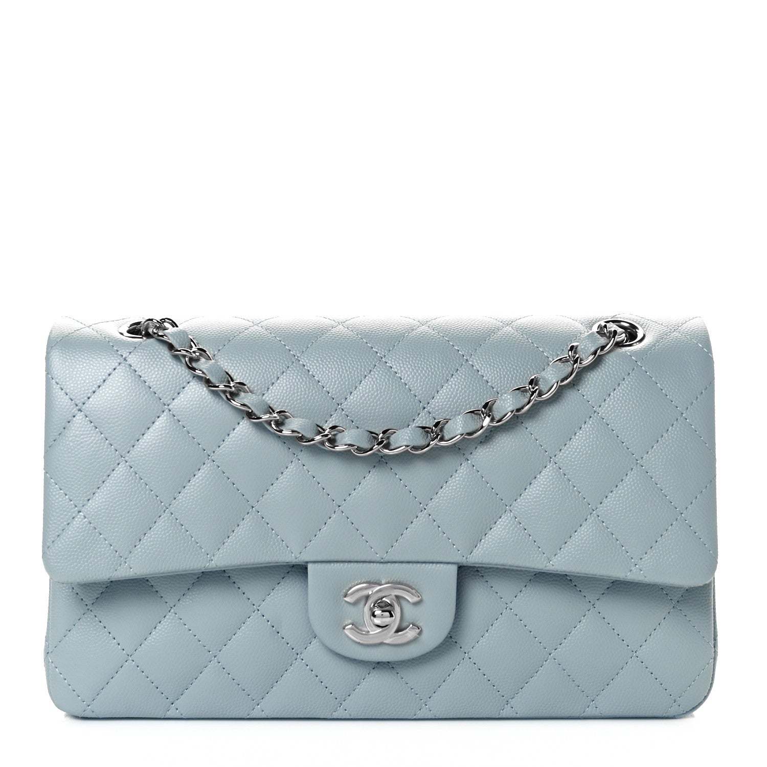 Chanel Caviar Quilted Medium Double Flap Light Blue 1 of 9