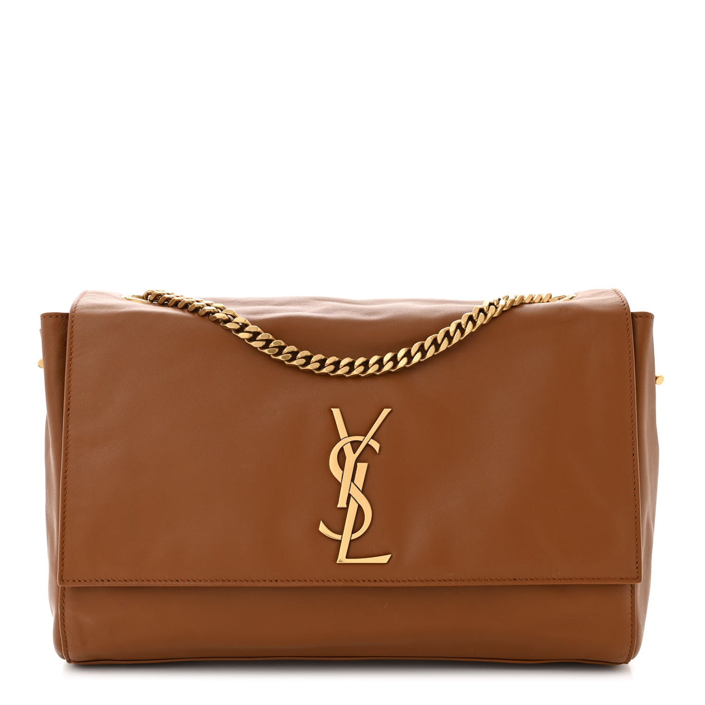 Smooth Calfskin Suede Medium Reversible Monogram Kate Satchel Brick