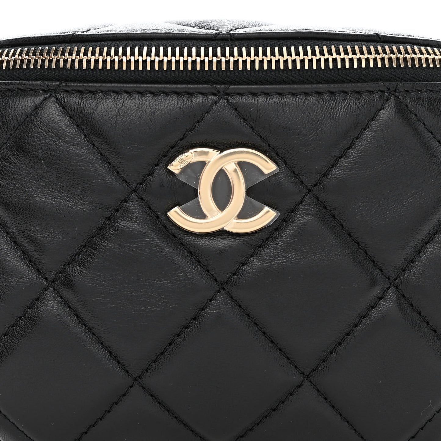 Lambskin Quilted Waist Bag Fanny Pack Black