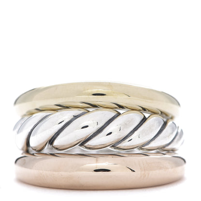 David Yurman Sterling Silver Bronze Brass Pure Form Three-Row Ring 55 7.25 1 of 6