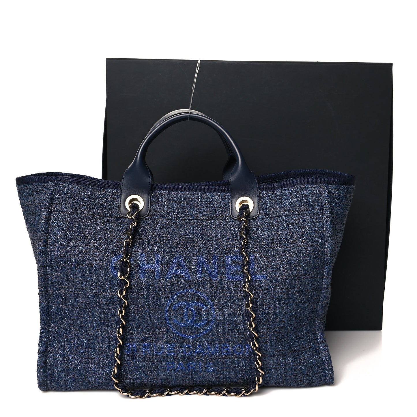 Lurex Boucle Medium Deauville Tote Blue