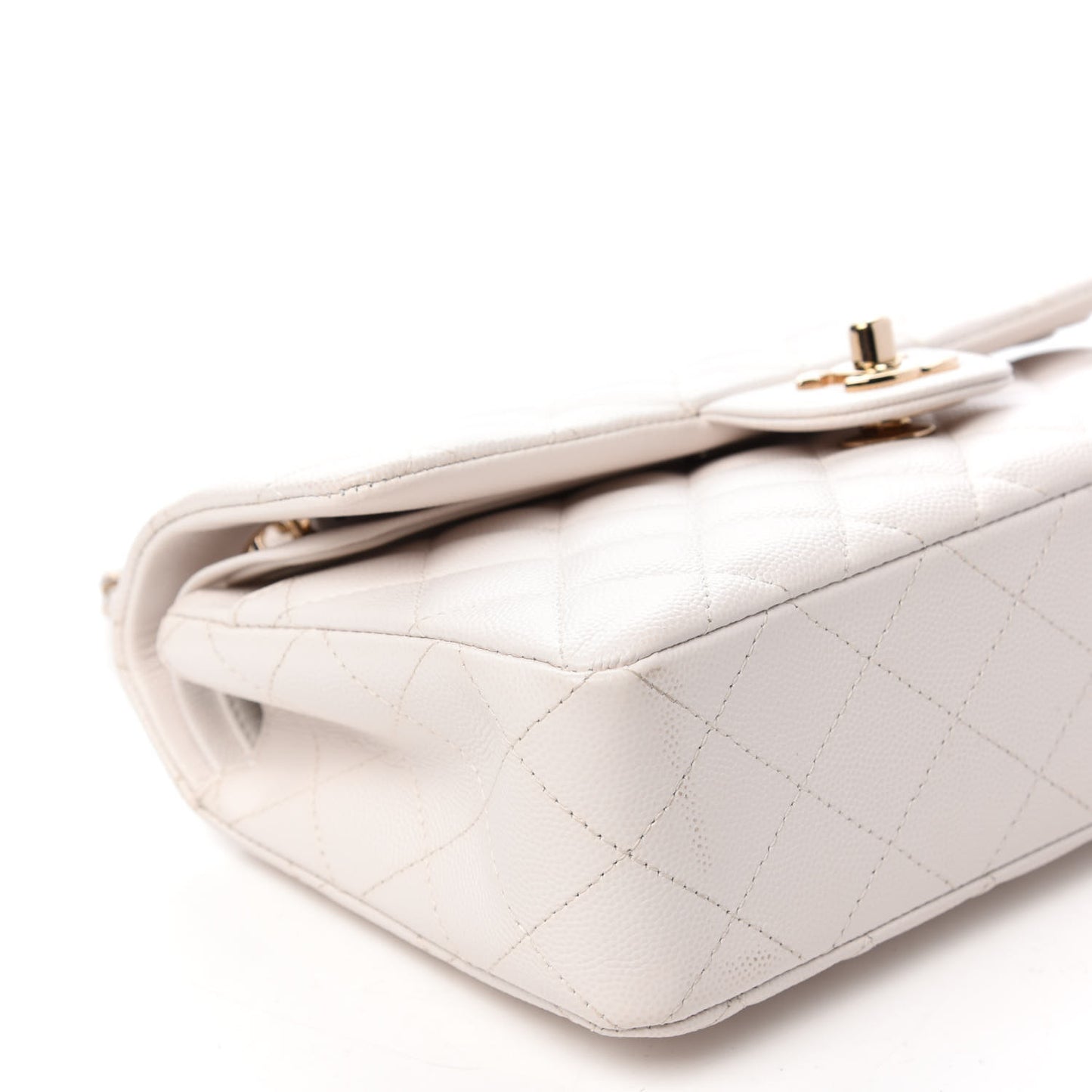 Caviar Quilted Small Double Flap White