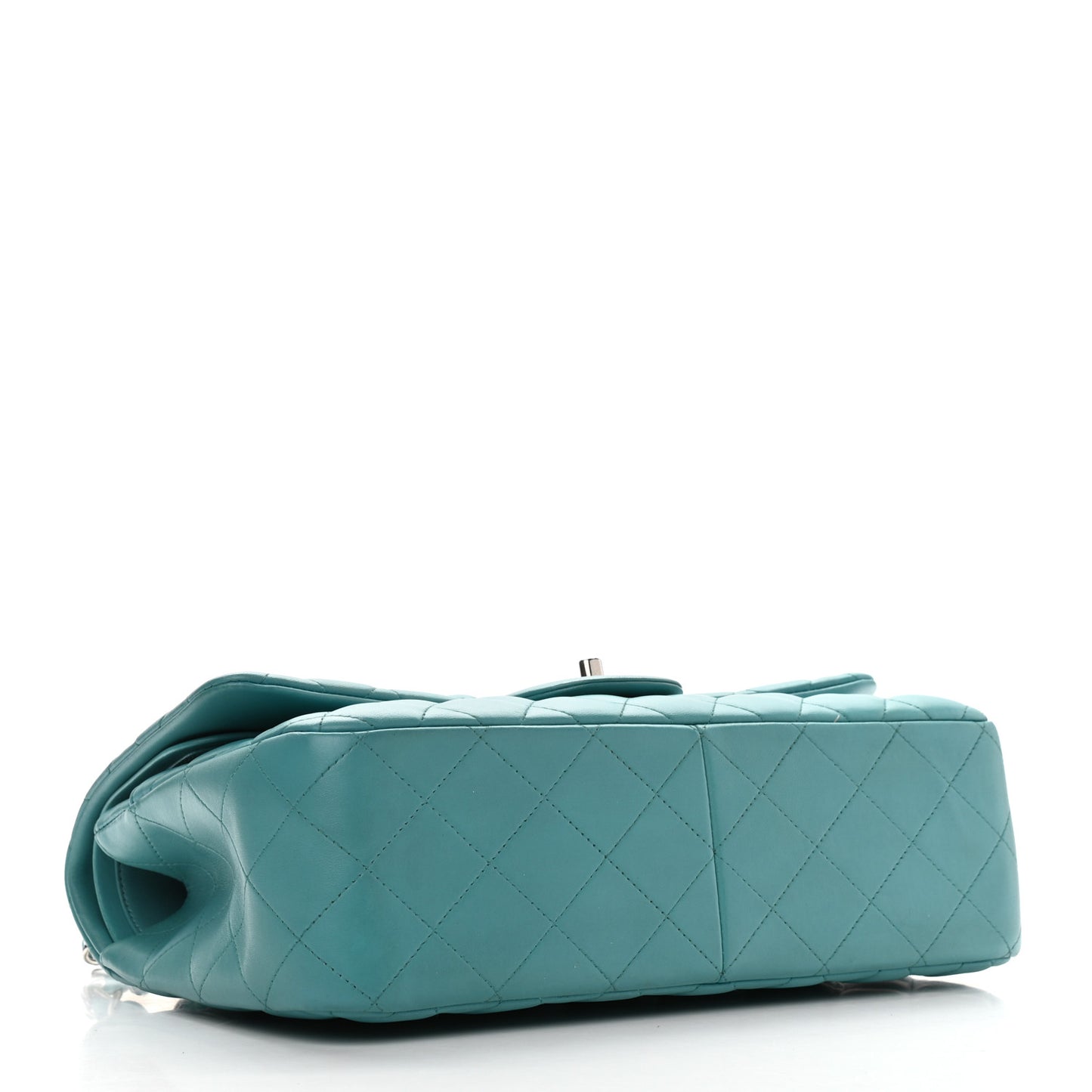 Lambskin Quilted Jumbo Double Flap Turquoise