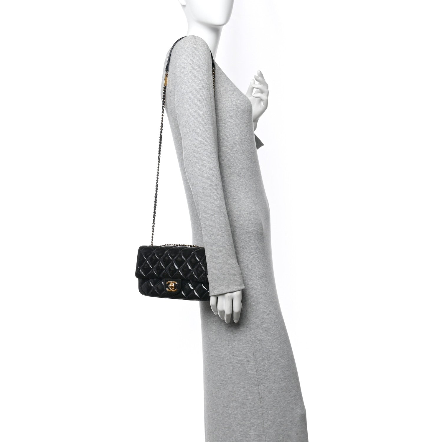 Chanel Patent Goatskin Quilted Medium CC Eyelet Flap Blue 2 of 10