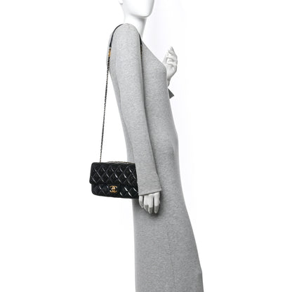 Chanel Patent Goatskin Quilted Medium CC Eyelet Flap Blue 2 of 10