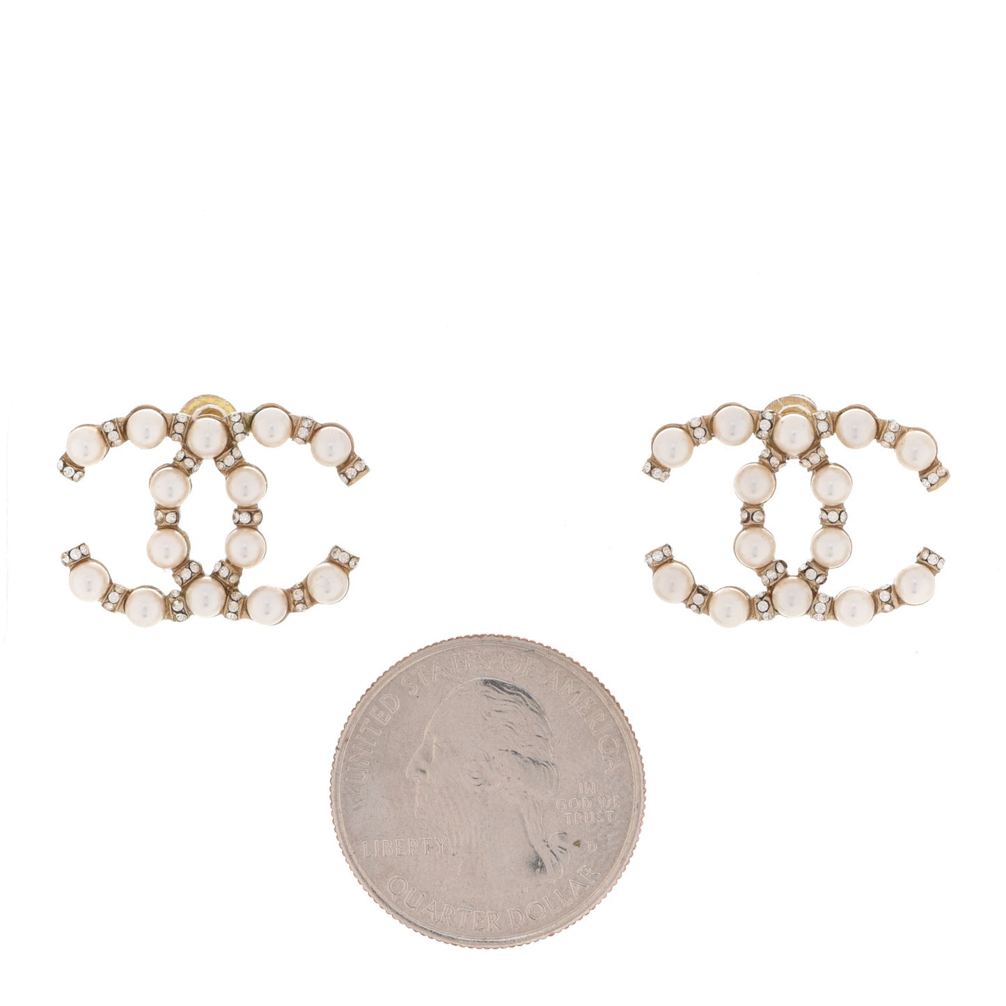 Pearl Crystal Nefertiti CC Earrings Gold