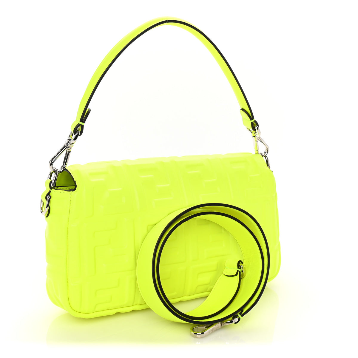X MARC JACOBS Nappa FF 1974 Embossed Baguette Yellow Fluo