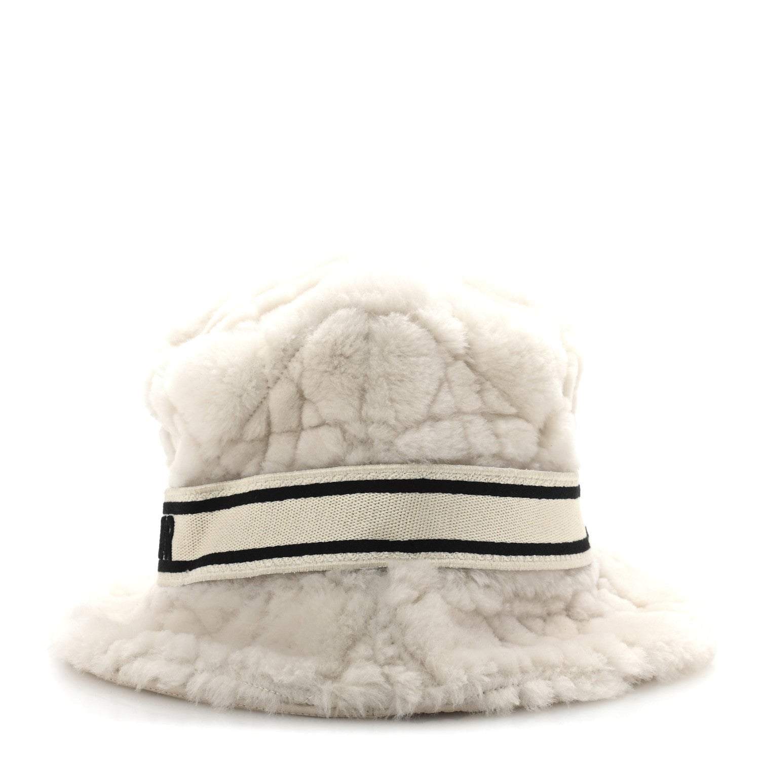 Christian Dior Shearling Cannage D-Bobby Bucket Hat 58 Ecru 4 of 7