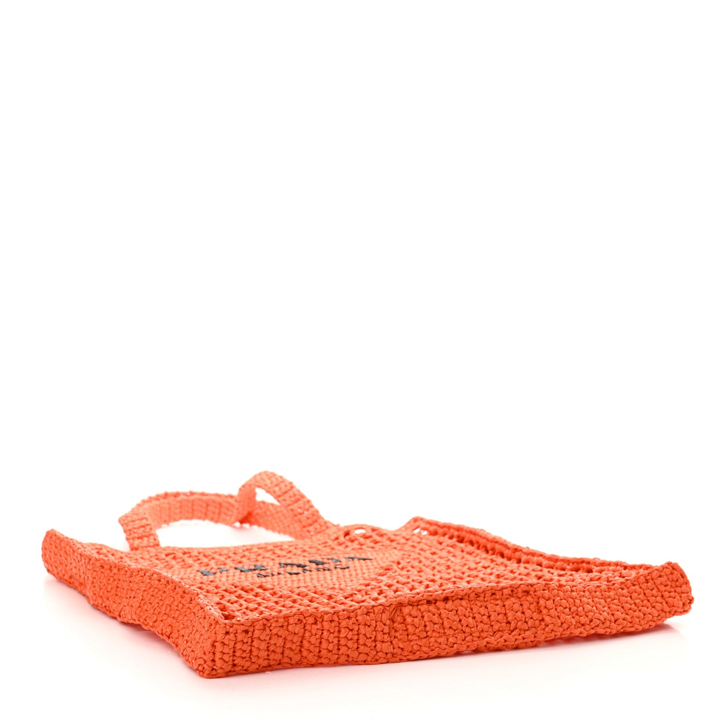 Yarn Raffia Effect Crochet Logo Embroidered Tote Bag Arancio