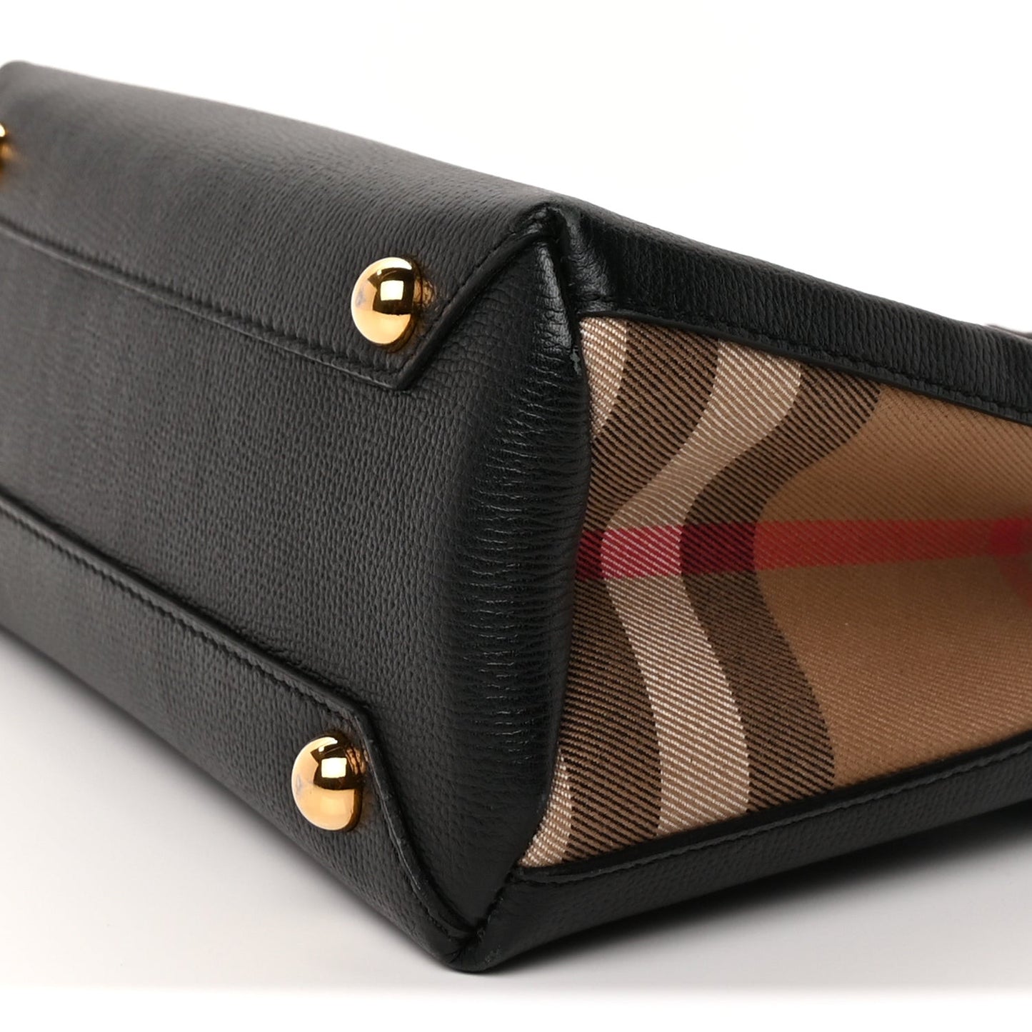 Derby Calfskin House Check Small Banner Tote  Black