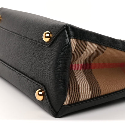 Burberry Derby Calfskin House Check Small Banner Tote  Black 7 of 8
