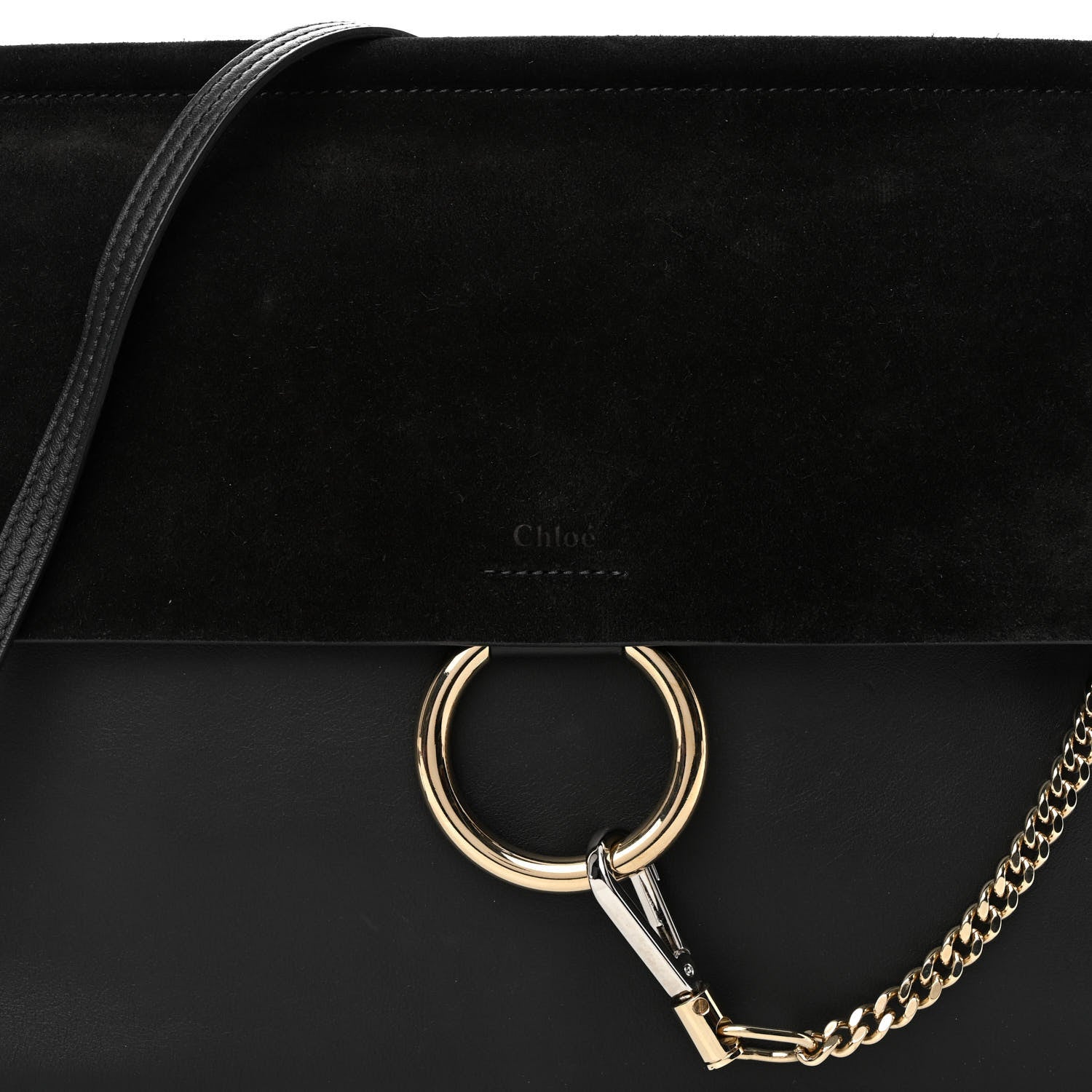 Chloe Suede Calfskin Medium Faye Shoulder Bag Black 7 of 12