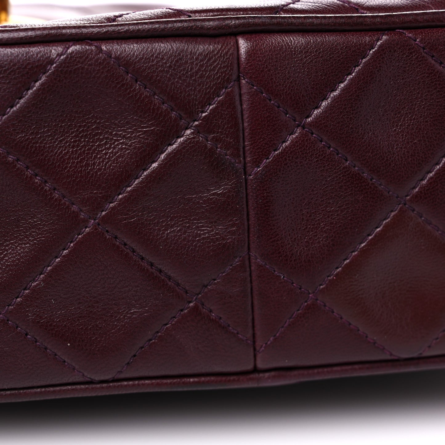 Lambskin Quilted Tassel CC Camera Case Burgundy