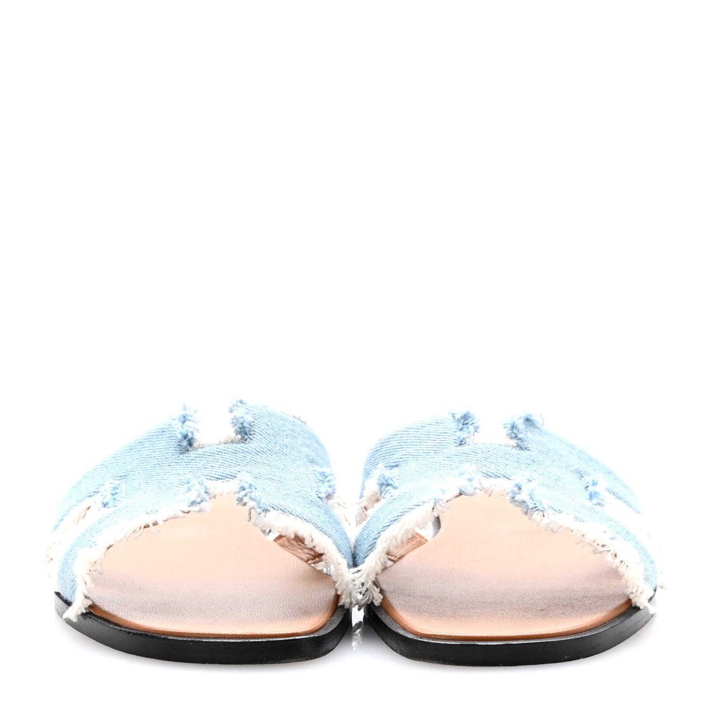 Denim Oran Fringe Sandals 36 Bleu Clair