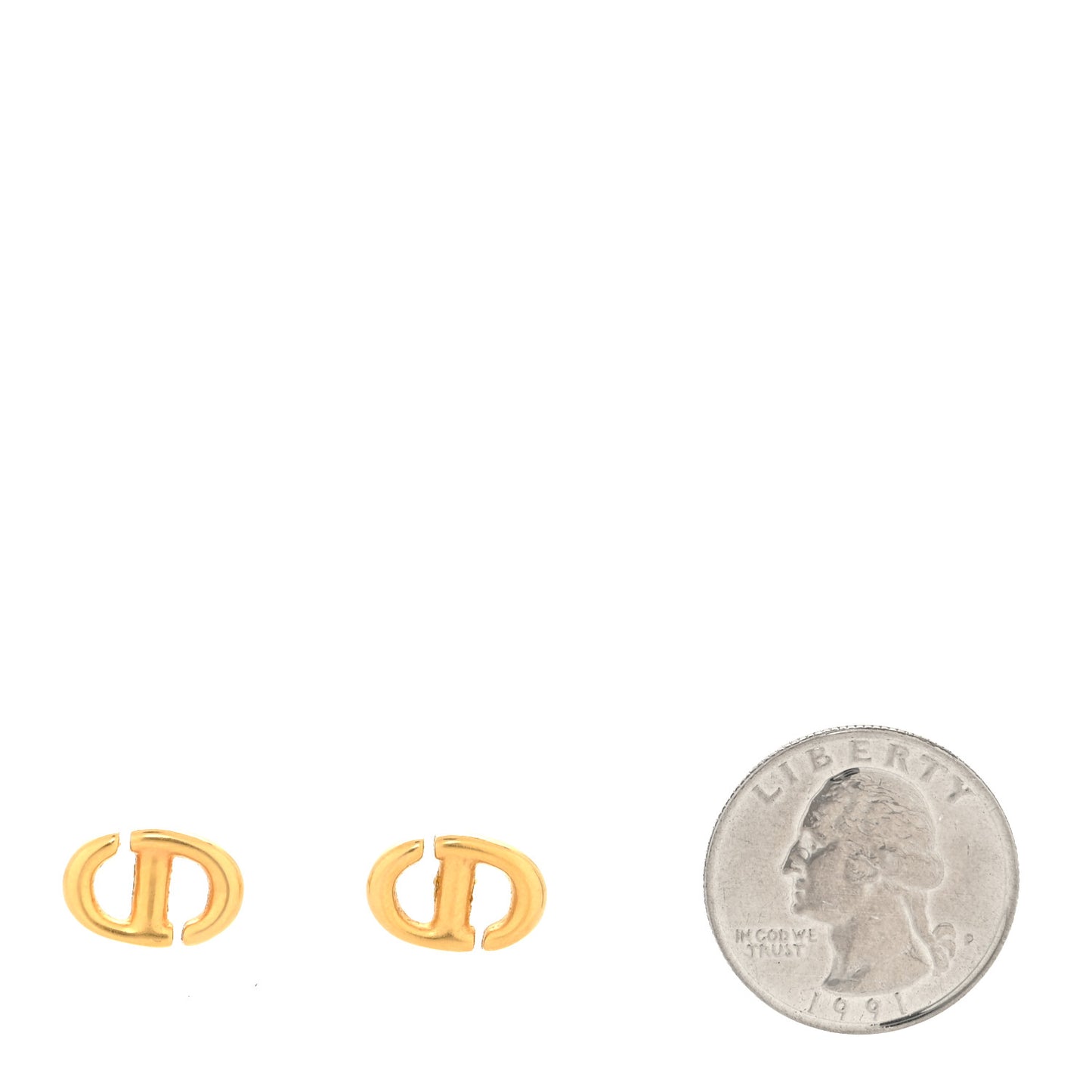 Metal Petit CD Stud Earrings Gold