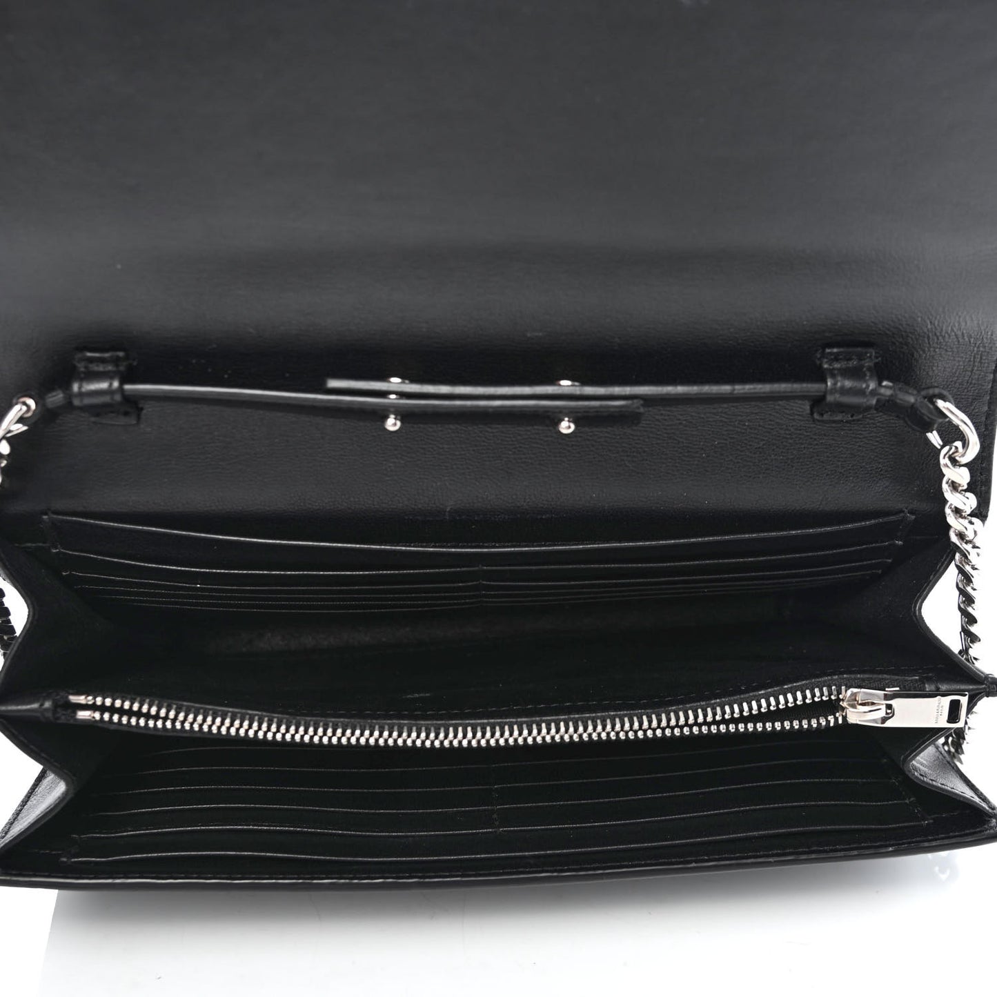 Calfskin Crocodile Embossed Monogram Chain Wallet Black