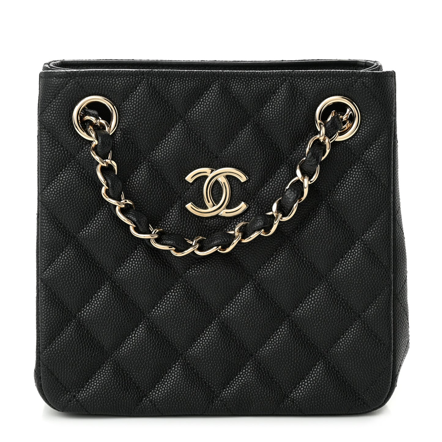 Caviar Quilted Mini Bucket Bag Black