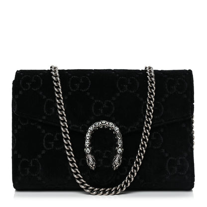 Gucci Velvet GG Monogram Mini Dionysus Chain Wallet Black 1 of 9