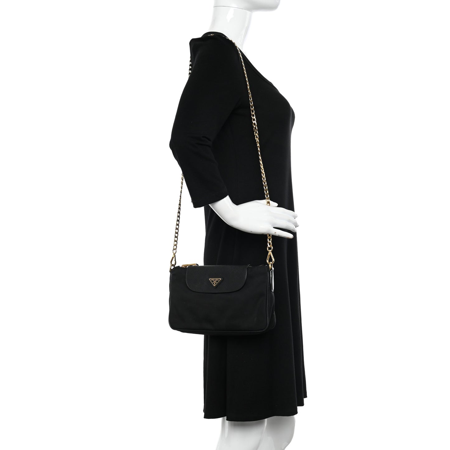 Tessuto Nylon Saffiano Crossbody Bag Black