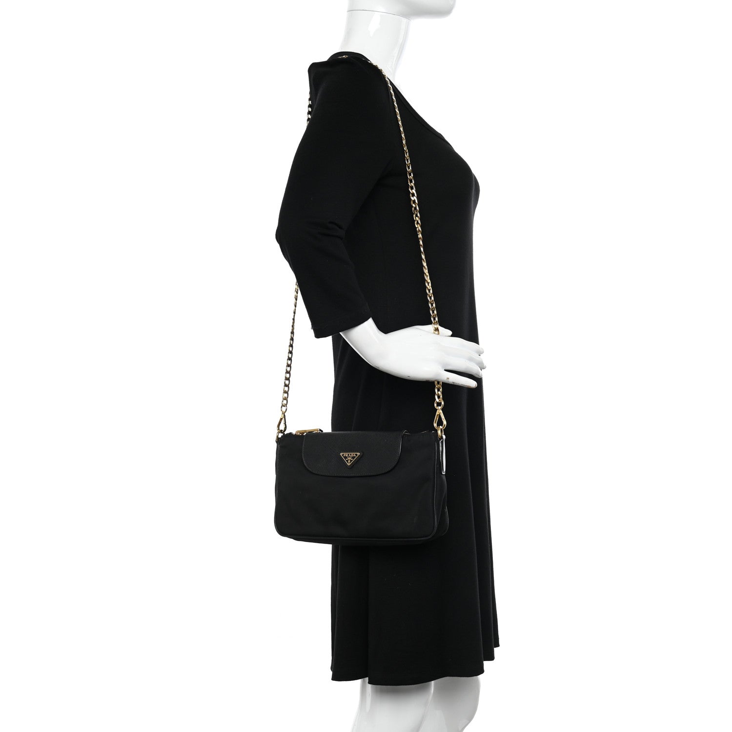 Prada Tessuto Nylon Saffiano Crossbody Bag Black 2 of 10