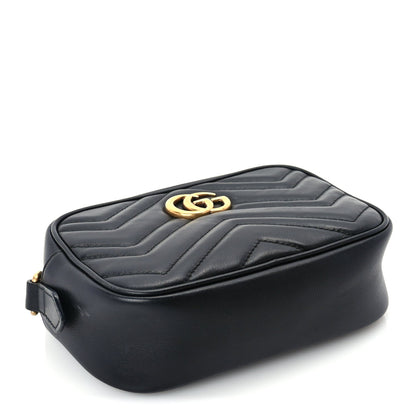 Gucci Calfskin Matelasse Mini GG Marmont Chain Shoulder Bag  Black 3 of 8