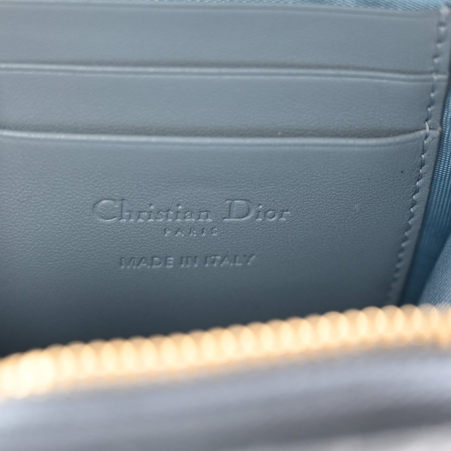 Lambskin Cannage Lady Dior Phone Holder Cloud Blue