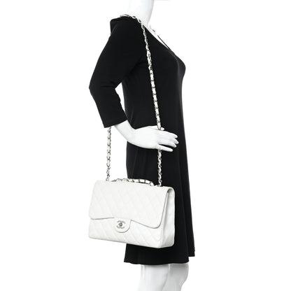 Chanel Caviar Quilted Jumbo Single Flap White 2 of 14