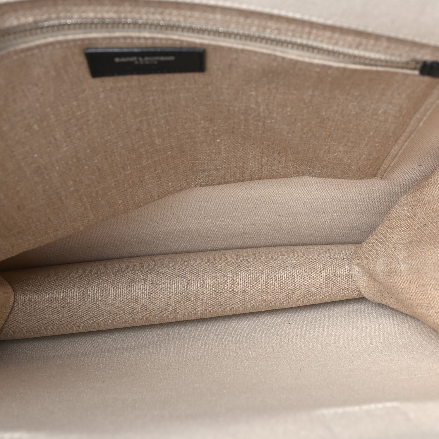 Saint Laurent Linen Calfskin Rive Gauche North South Tote Optic White 4 of 7