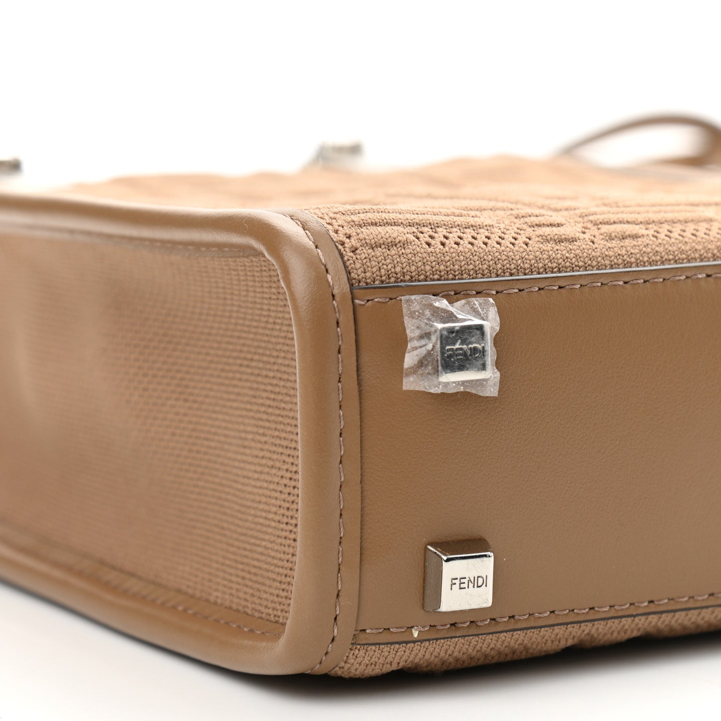 Technical Fabric Vitello Ceylon Plexiglass FF Mini Fendi Sunshine Shopper Tote Sand