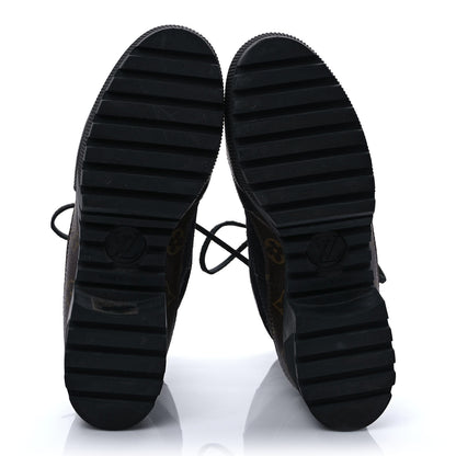 Louis Vuitton Suede Calfskin Monogram Laureate Platform Desert Boots 40 Black 5 of 10