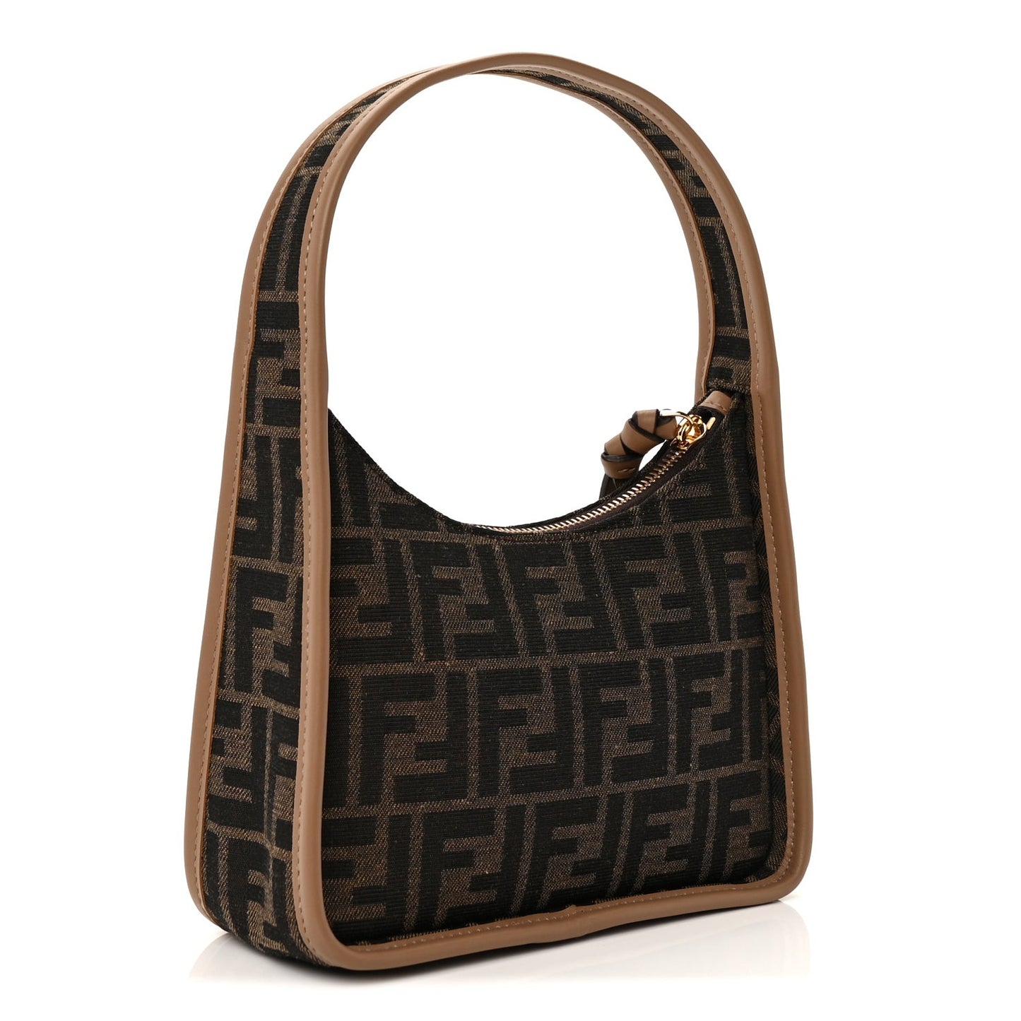 Fabric Jacquard Vitello Grace FF 1974 Mini Fendessence Shoulder Bag Tobacco Moro Ebano