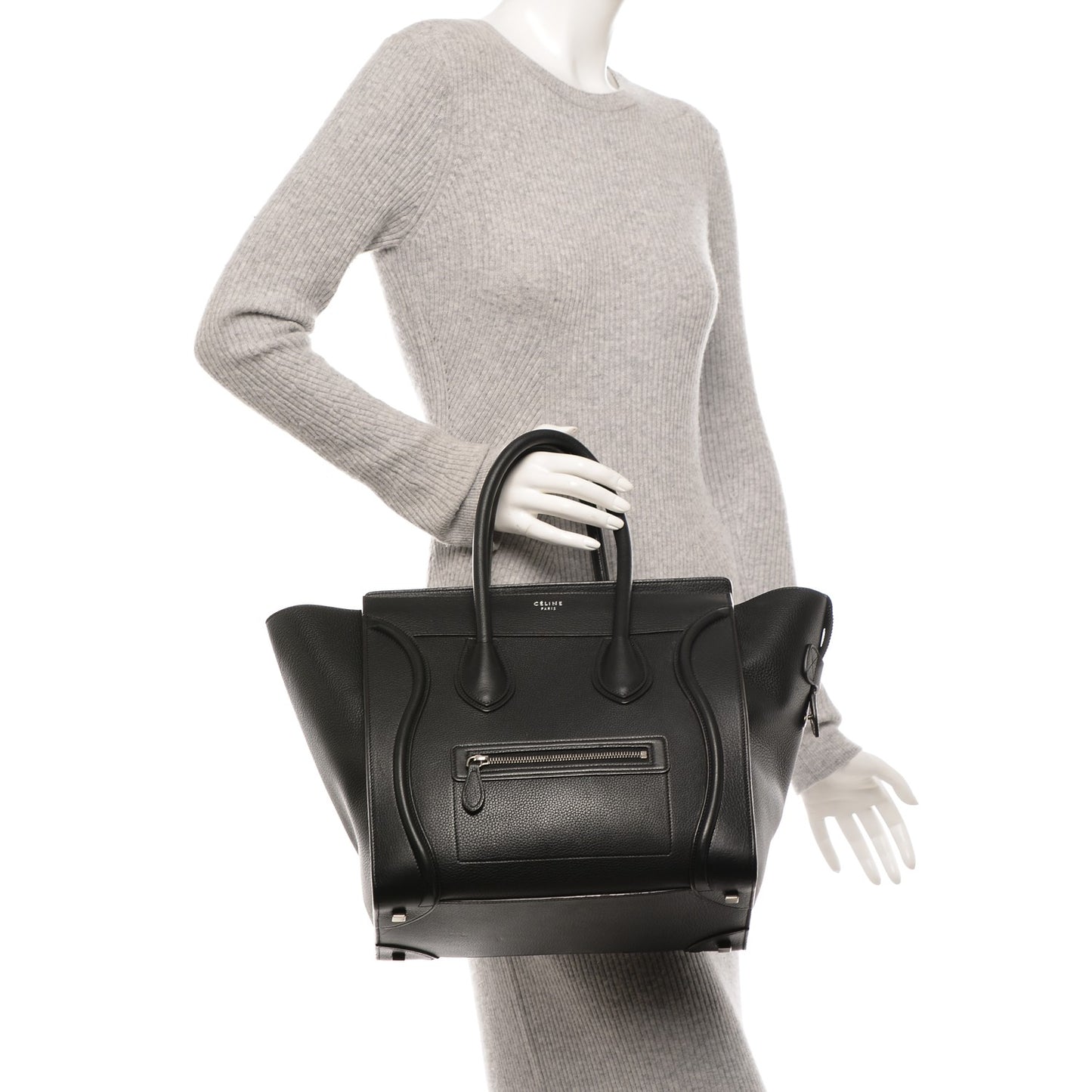 Drummed Calfskin Mini Luggage Black