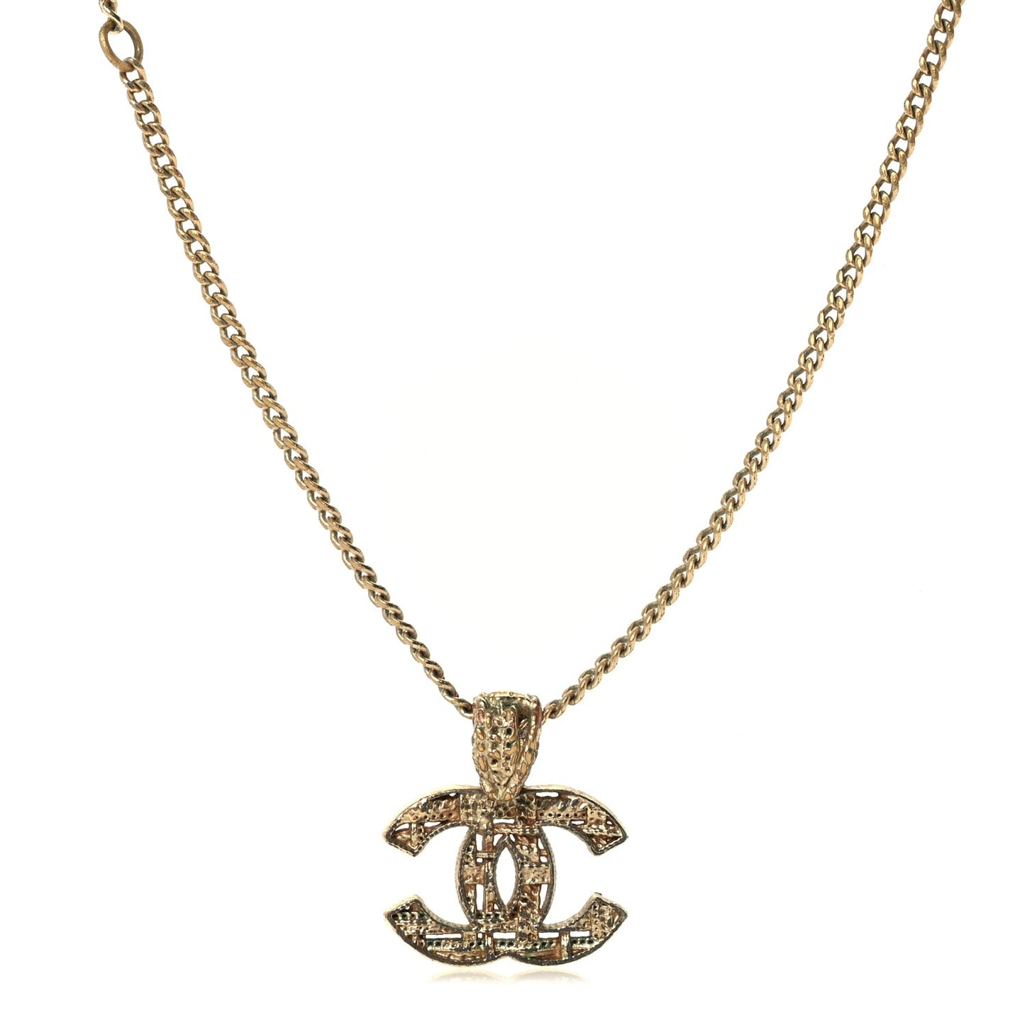 Tweed Effect CC Necklace Gold