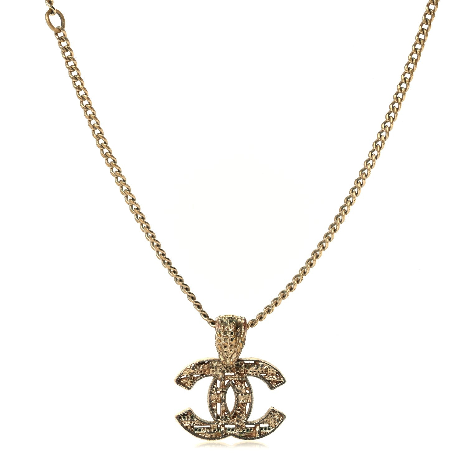 Chanel Tweed Effect CC Necklace Gold 2 of 5