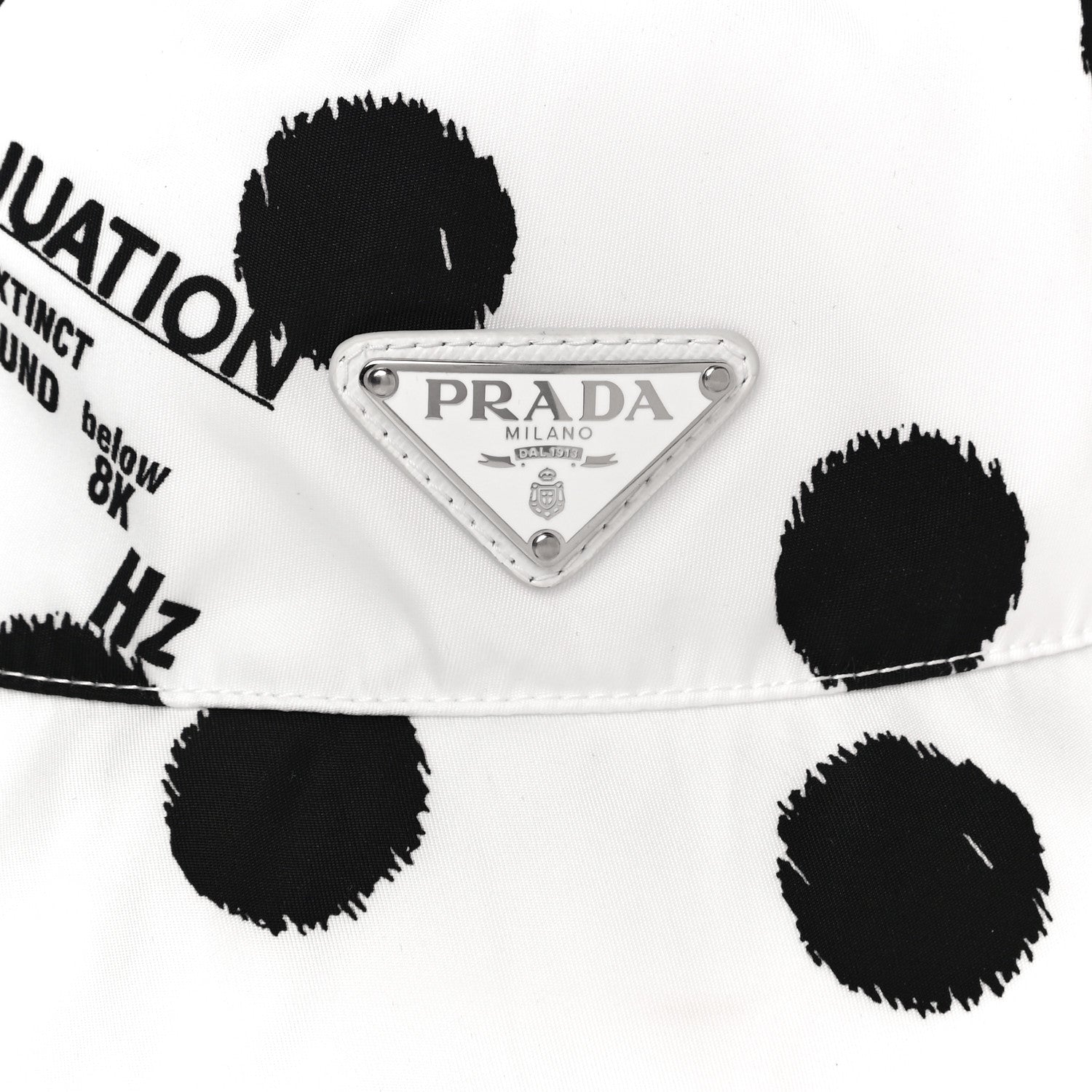 Prada Re-Nylon Triangle Printed Womens Bucket Hat M White Black 6 of 9